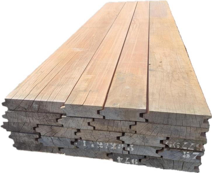 12.42 m2 hardhout vlonderhout / vloerhout 7 cm dik - nr: HP4, Tuin en Terras, Palen, Balken en Planken, Nieuw, Planken, 250 cm of meer
