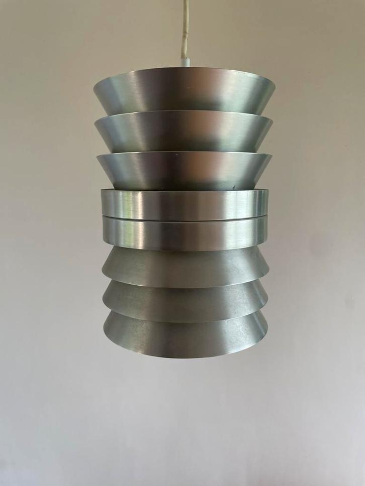 Vintage Doria Hanglamp/ Schalenlamp - RVS, Huis en Inrichting, Lampen | Hanglampen, Gebruikt, Minder dan 50 cm, Metaal, Ophalen of Verzenden