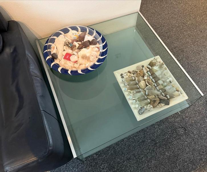Glazen Salontafel Dubbellaags 90x90, Antiek en Kunst, Antiek | Meubels | Tafels, Ophalen