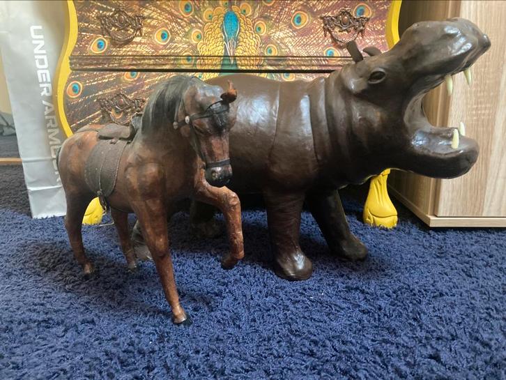 Sigaren leer lederen nijlpaard en paard vintage retro oud, Antiek en Kunst, Antiek | Overige Antiek, Ophalen of Verzenden