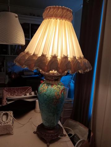 Vintage Keramische Tafellamp met Bloemen beschikbaar voor biedingen