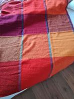Wollen dekens ledikant 2 stuks, oranje-rood en blauw-groen, Ophalen of Verzenden, Gebruikt, 100 cm of meer, Deken