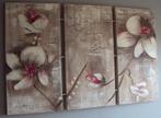 Schilderij, op canvas, 3 luik, afbeelding bloemen, 100x50 cm, Huis en Inrichting, Ophalen, Zo goed als nieuw, Schilderij, 75 cm of meer