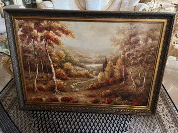 Prachtig groot olieverf landschap schilderij beschikbaar voor biedingen