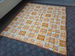 Mooie oranje geblokte deken acryl velours, Huis en Inrichting, Woonaccessoires | Plaids en Woondekens, Ophalen of Verzenden, Zo goed als nieuw