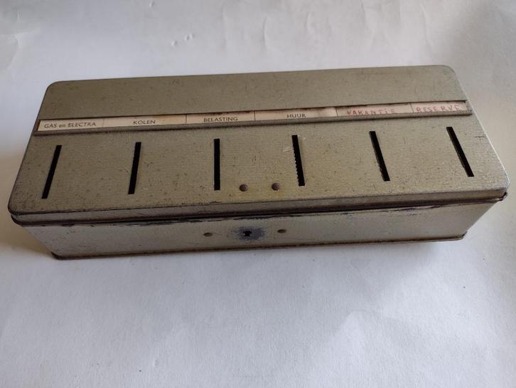 vintage Thrift box / geldspaarkistje 50 of 60er jaren, Verzamelen, Retro, Huis en Inrichting, Ophalen
