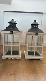 Windlichten wit metaal, Ophalen, 25 tot 50 cm, Wit, Zo goed als nieuw