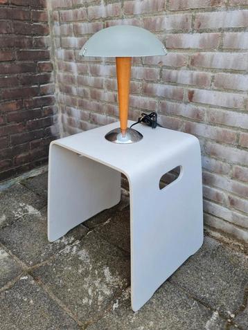 Vintage zitkruk kruk plywood multiplex hout wit + handvat beschikbaar voor biedingen