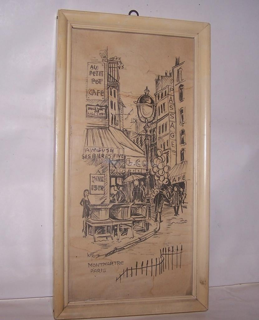 Prachtige vintage prent Montmartre Paris. Izgs., Ophalen of Verzenden