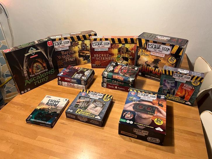 Grote collectie Escape Room spellen, Hobby en Vrije tijd, Gezelschapsspellen | Bordspellen, Gebruikt, Een of twee spelers, Drie of vier spelers