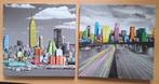 2 schilderijtjes op Canvas, Ophalen, Minder dan 50 cm, Gebruikt, Schilderij