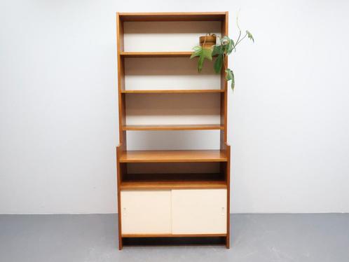 Vintage boekenkast teak Cadovius voor KLM system, Huis en Inrichting, Kasten | Boekenkasten, Gebruikt, 50 tot 100 cm, 150 tot 200 cm