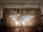 Houten Drieluik Wereldkaart Wanddecoratie, Ophalen, Zo goed als nieuw