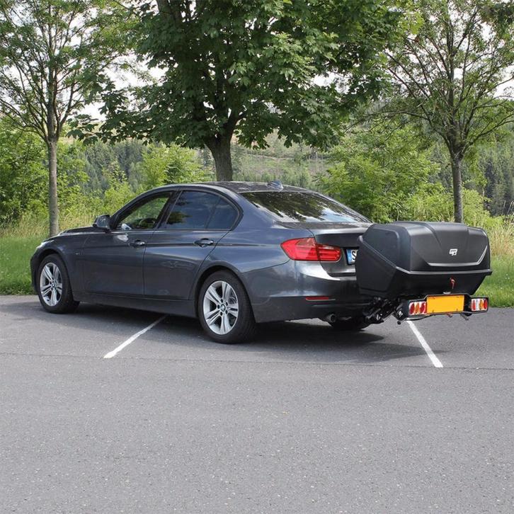 TE HUUR: Peruzzo bagagebox/fietsendrager 340L trekhaakkoffer, Auto diversen, Dakkoffers, Nieuw, Ophalen