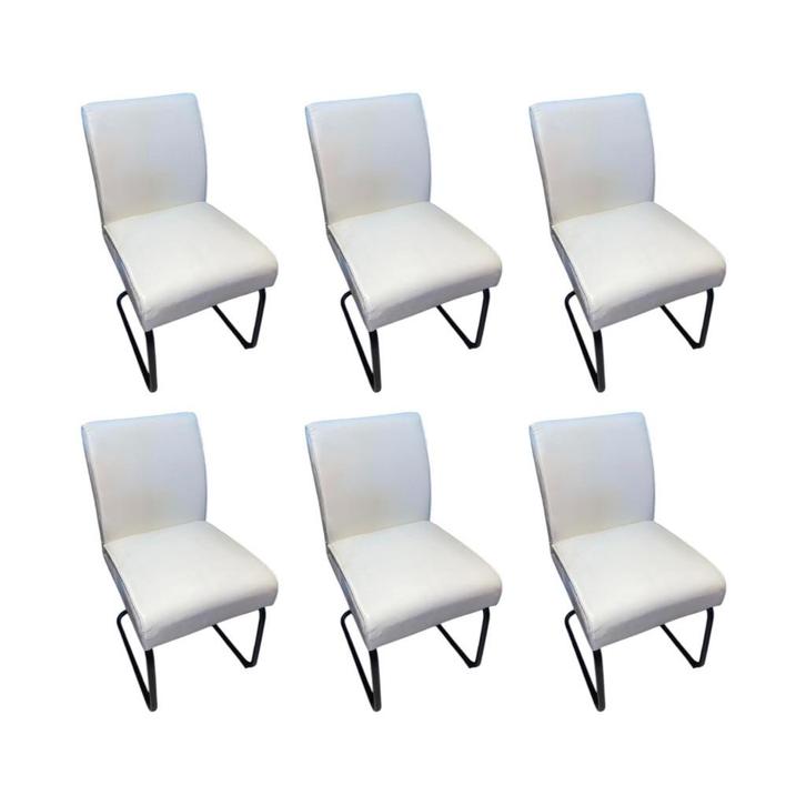 Eetkamerstoel Sinatra set van 6, Huis en Inrichting, Stoelen, Zo goed als nieuw, Vijf, Zes of meer stoelen, Metaal, Stof, Wit