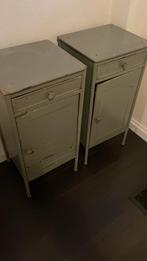 Vintage nachtkastjes (set van 2), Huis en Inrichting, Gebruikt, Minder dan 45 cm, Metaal of Aluminium, 55 tot 70 cm