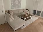 Luxe hoekbank met slaapbank & opbergruimtes, Ophalen, Zo goed als nieuw, Stof, Beige Velvet