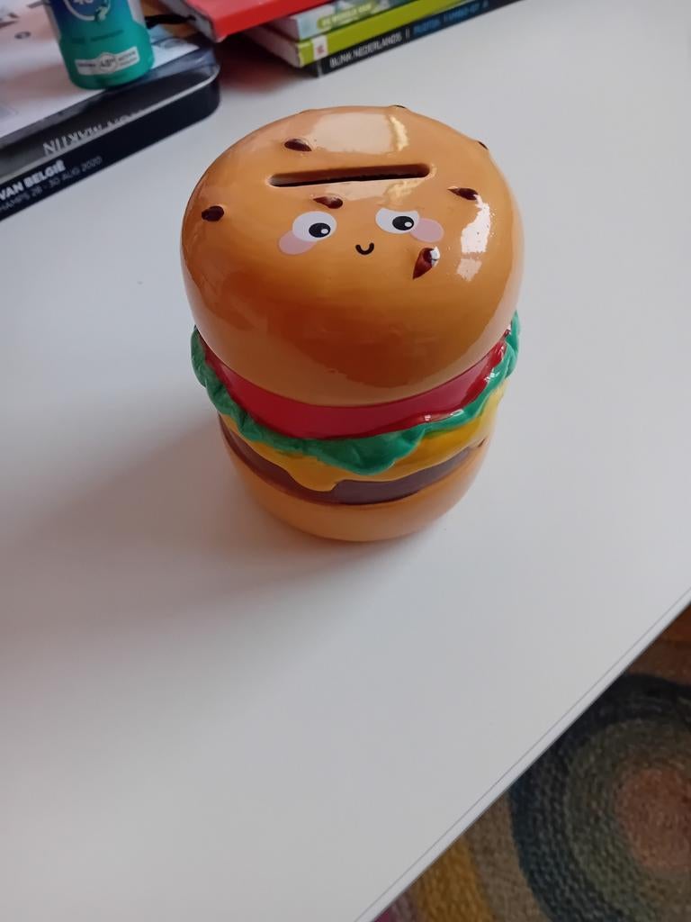 Hamburger spaarpot, Ophalen, Zo goed als nieuw, Steen, Aardewerk of Keramiek, Dier