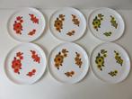 6 Vintage retro arcopal france lotus ontbijtborden bloemen, Gebruikt, Ophalen of Verzenden, Glas, Bord(en)
