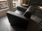 Zwarte leren fauteuil zgan, Huis en Inrichting, Fauteuils, Ophalen, Gebruikt, 75 tot 100 cm, Leer