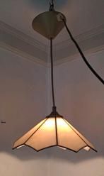 Tiffany glas in lood hanglamp beige wit lamp, Ophalen of Verzenden, Zo goed als nieuw, Glas, Minder dan 50 cm