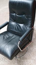 GELDERLAND draaistel, zwart leer, chroom, metaal, Ophalen of Verzenden, Gebruikt, 75 tot 100 cm, Metaal