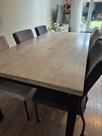 Tafel / Hevano - incl 6 stoelen met wieltjes, Ophalen, Eikenhout, 50 tot 100 cm, Zo goed als nieuw