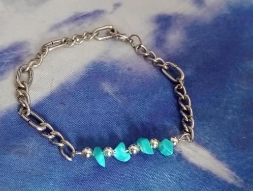 R.V.S. Gemstone Bracelet -Turquoise SIZE: 17/22 CM~, Sieraden, Tassen en Uiterlijk, Armbanden, Nieuw, Staal, Blauw, Met edelsteen