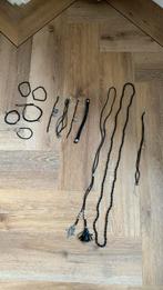 12 delige sieraden set zwart zilver 3 kettingen 9 armbanden, Verzenden, Gebruikt