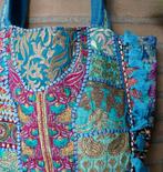 Bohemian tote bag handtas strandtas patchwork goudborduursel, Nieuw, Shopper, Blauw, Ophalen of Verzenden