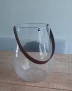 Leonardo glazen vaas met leren hengsel - Nieuw, Ophalen, Overige kleuren, Nieuw, Glas