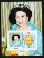 BLOK Nevis 1986, Elizabeth II 60 jaar, ongeperforeerd. gest., Koningshuis, Verzenden, Gestempeld