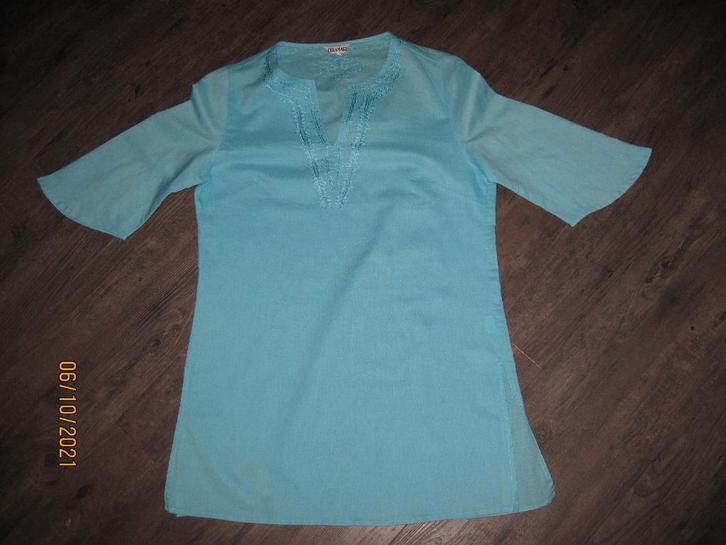 Jaramago turqoise tuniek maat 42, Kleding | Dames, Blouses en Tunieken, Gedragen, Maat 42/44 (L), Blauw, Ophalen of Verzenden