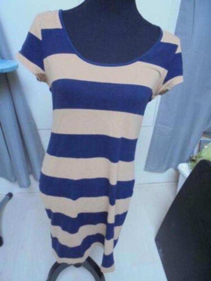 leuk blauw/bruin gestreept jurkje maat S, Kleding | Dames, Jurken, Zo goed als nieuw, Maat 36 (S), Boven de knie, Ophalen of Verzenden