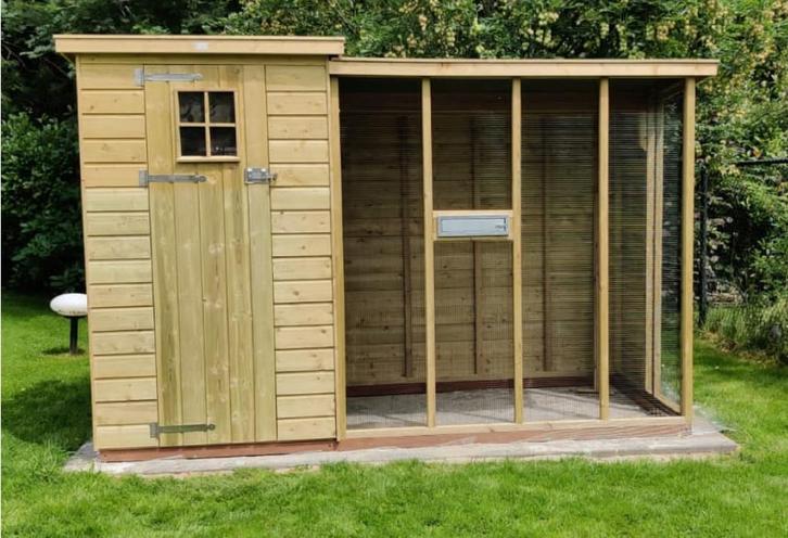 maatwerk 🔨🪚🪛VOLIERE -- met sluis -- ONDERHOUDSVRIJ🦜, Dieren en Toebehoren, Vogels | Hokken en Kooien, Nieuw, Volière, Hout