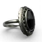 Antieke zilveren ring met granaat, 20-21 mm, Ophalen of Verzenden