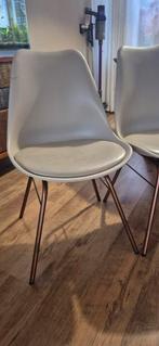 4 Crème Eetkamerstoelen met Roségouden Poten, Ophalen, Gebruikt, Wit, Vijf, Zes of meer stoelen