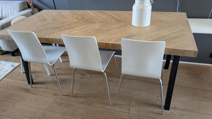 Houten eettafel Woood 200x90, Huis en Inrichting, Tafels | Eettafels, Zo goed als nieuw, 50 tot 100 cm, 200 cm of meer, Vijf personen of meer