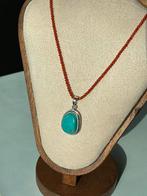 Italiaans Koraal & Turkoois Hanger Ketting, Ophalen of Verzenden, Zo goed als nieuw, Blauw, Zilver