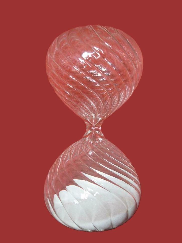 Grote aparte zandloper in glas., Antiek en Kunst, Antiek | Glas en Kristal, Ophalen