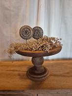 Teakhouten decoratie schaal plateau op voet, Ophalen of Verzenden