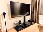 TV Meubel - Glas en Zwart Metaal - VESA Adapter, Ophalen, Zo goed als nieuw