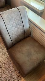 Vier eetkamerstoelen (90x50cm) in suéde taupe (Haco), Huis en Inrichting, Stoelen, Overige kleuren, Zo goed als nieuw, Vier, Ophalen