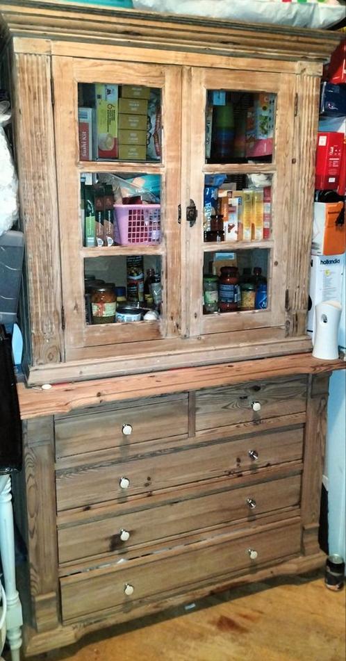 Buffetkast grenen, Huis en Inrichting, Kasten | Buffetkasten, Zo goed als nieuw, 25 tot 50 cm, Glas, Ophalen