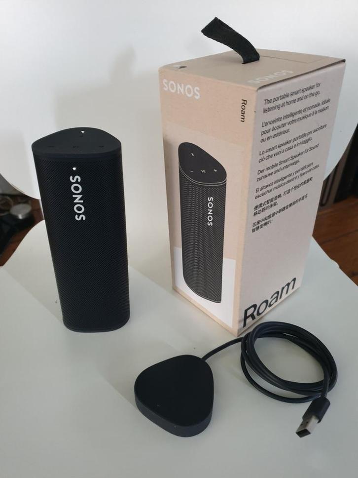 Sonos Roam + laadstation., Audio, Tv en Foto, Luidsprekers, Gebruikt, Front, Rear of Stereo speakers, Minder dan 60 watt, Sonos