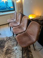 4 Velours Eetkamerstoelen Roodbruin, Huis en Inrichting, Stoelen, Ophalen, Gebruikt, Bruin, Vier