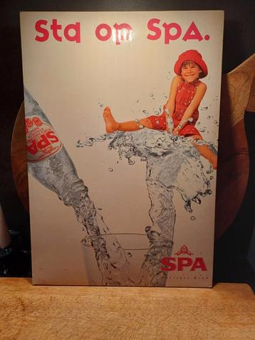 Brocante grote reclameplaat Sta op Spa beschikbaar voor biedingen