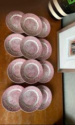 12 vintage gebaksbordjes Broadhurst Constable Serie rozerood, Antiek en Kunst, Ophalen of Verzenden