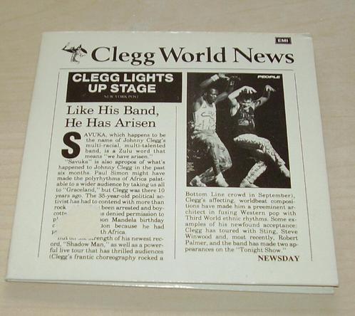 Johnny Clegg - Clegg World News CD Single 1989 4trk, Cd's en Dvd's, Cd Singles, Gebruikt, Pop, Ophalen of Verzenden