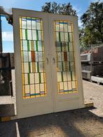 Set schuif / en-suite deuren met glas in lood 214x145cm., Antiek en Kunst, Curiosa en Brocante, Ophalen
